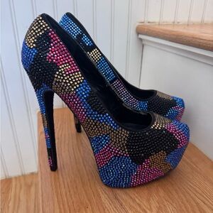 Steve Madden Multicolor Rhinestone Heels